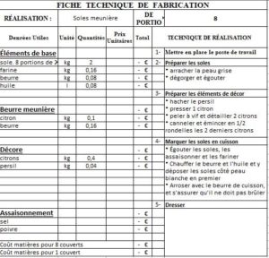 technique de fabrication sole meunière