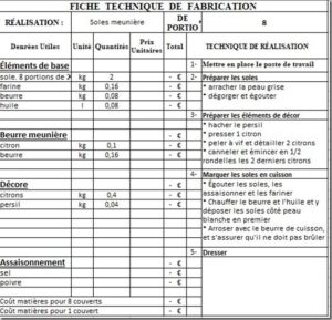 technique de fabrication sole meunière