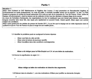 exemple épreuve CAP cuisine